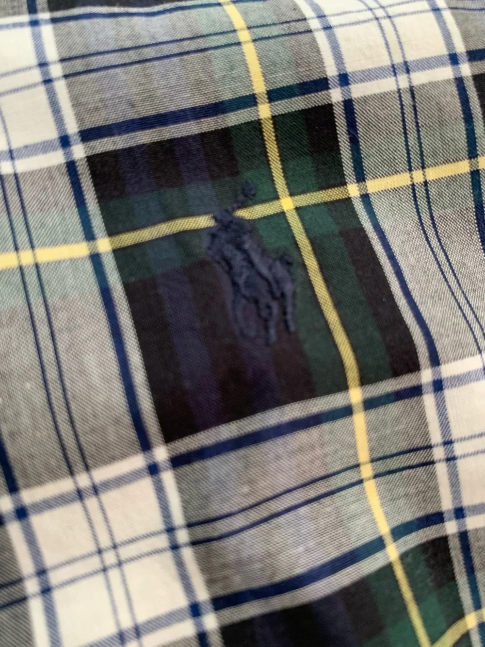 Ralph Lauren 2T Boys' Plaid Button-Down Shirt - Navy, Green & White Cotton